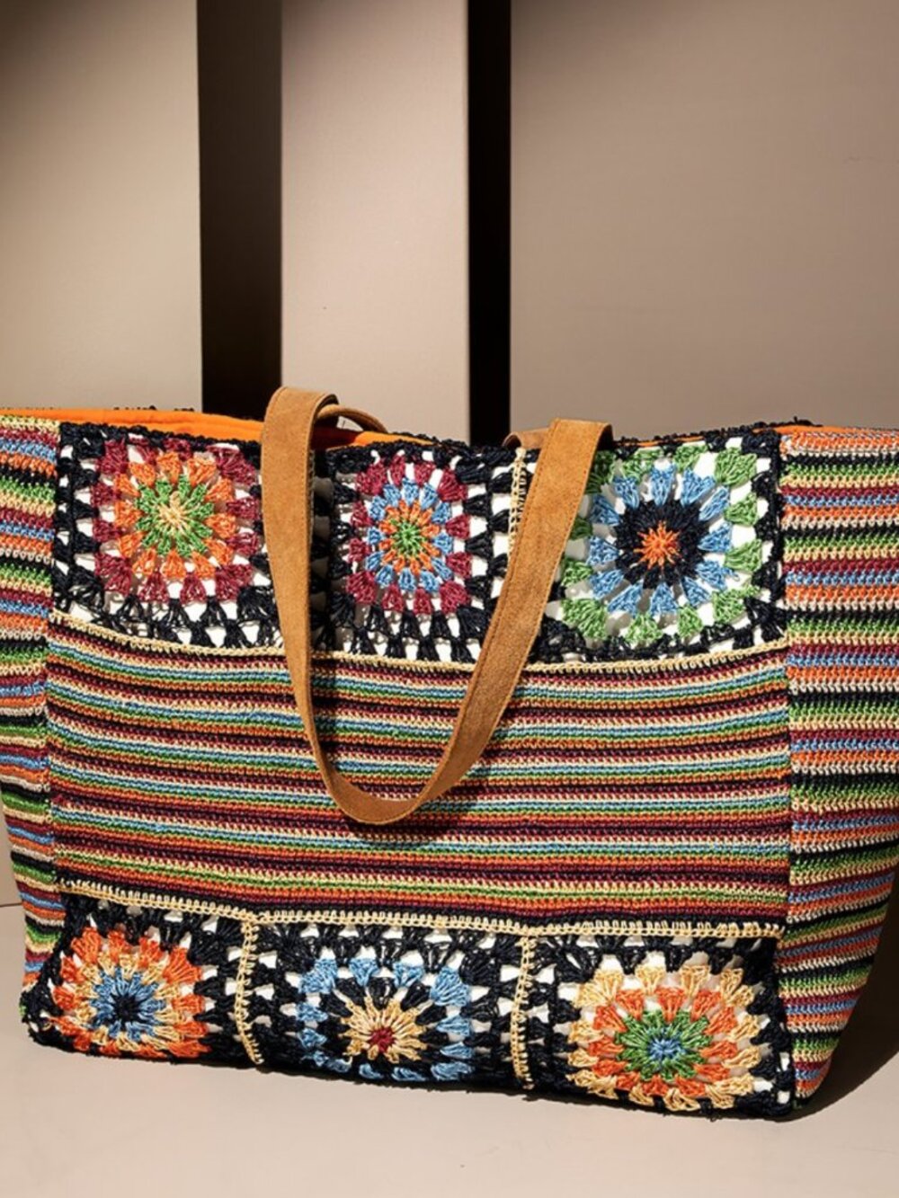 Hand Crochet Garden Shoulder Bag with Tassels - Large - Picture 2 of 3